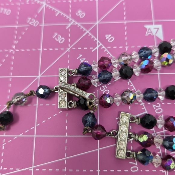 VINTAGE LAGUNA AB CRYSTAL TRIPLE STRAND DEMI PARURE NECKLACE BRACELET JEWELRY - Picture 8 of 16